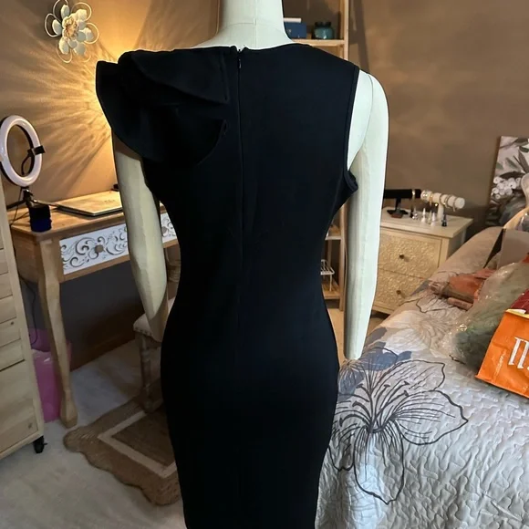 Visage Women’s Elegant Formal Ruffle sleeveless midi cocktail dress - Picture 7 of 7